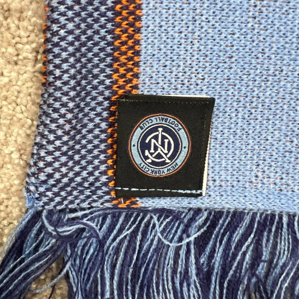 Adidas‎ Unisex OSFA Blue Winter Fringe New York City FC Soccer MLS Scarf NWT